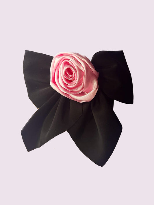 Black Pink Rose Bow