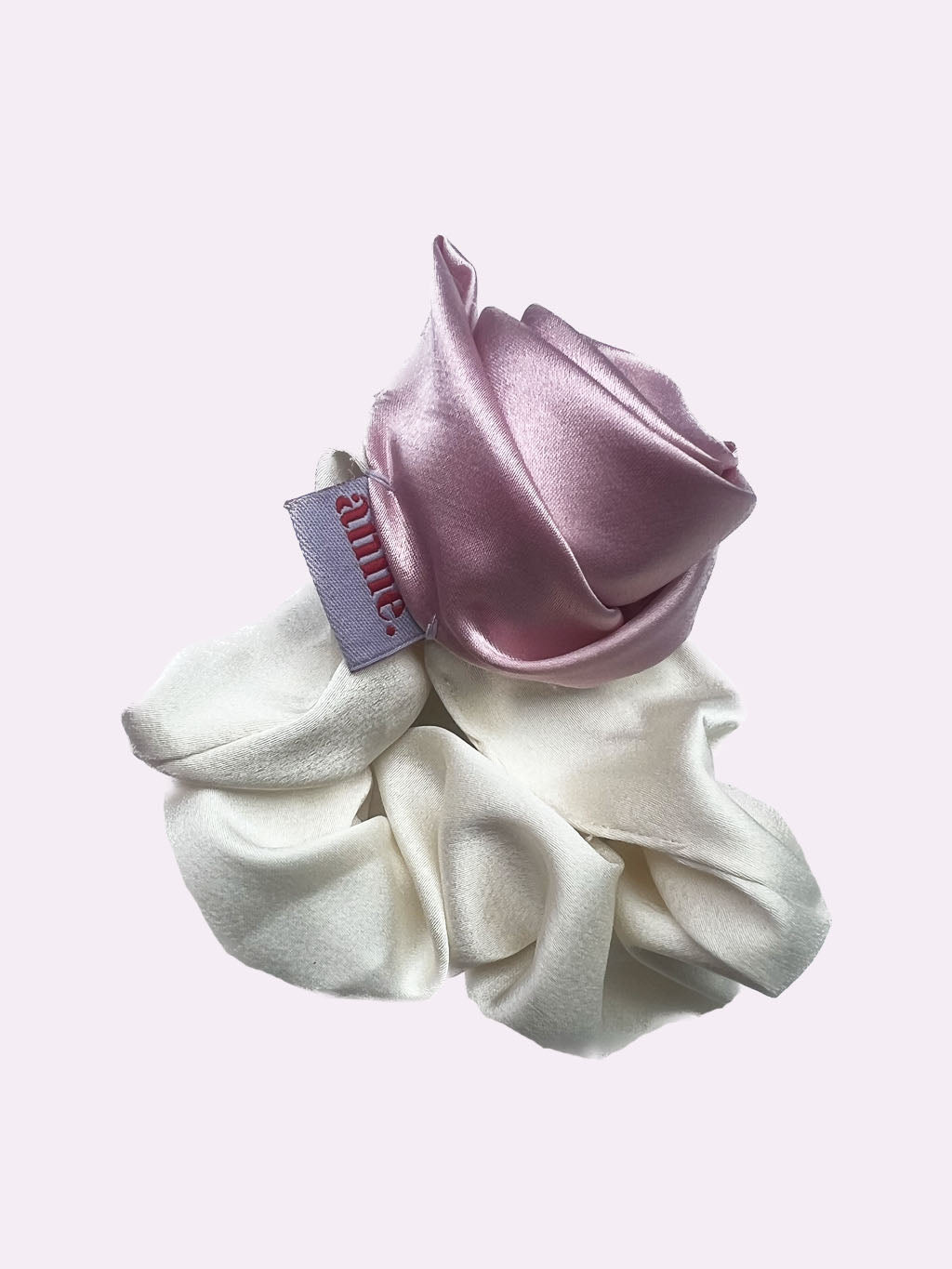 Pink and White Mini Rose Scrunchie