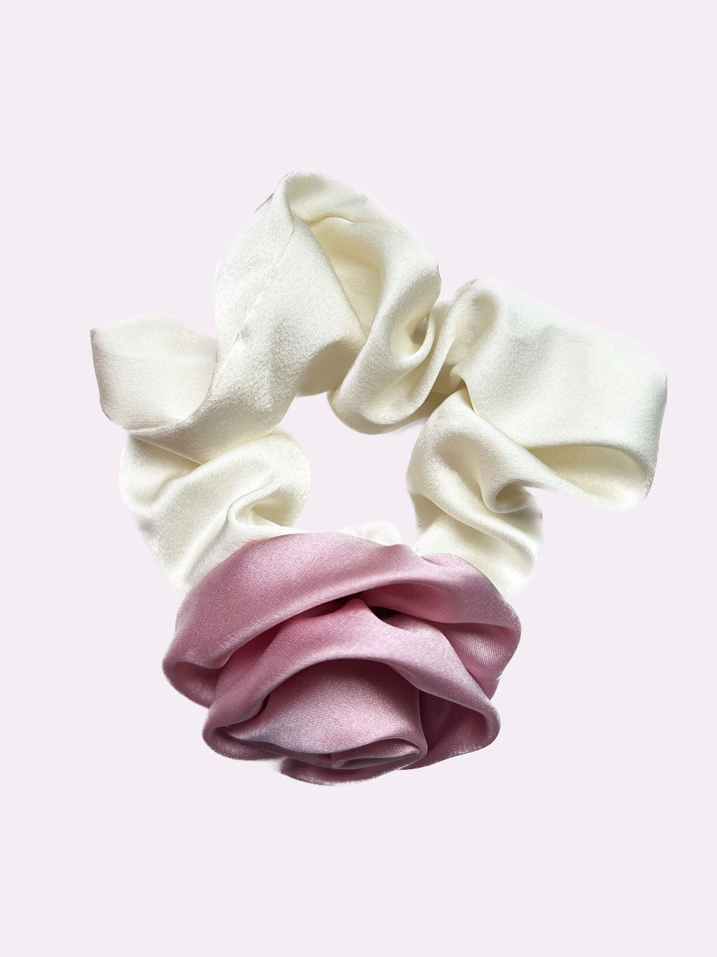 Pink and White Mini Rose Scrunchie