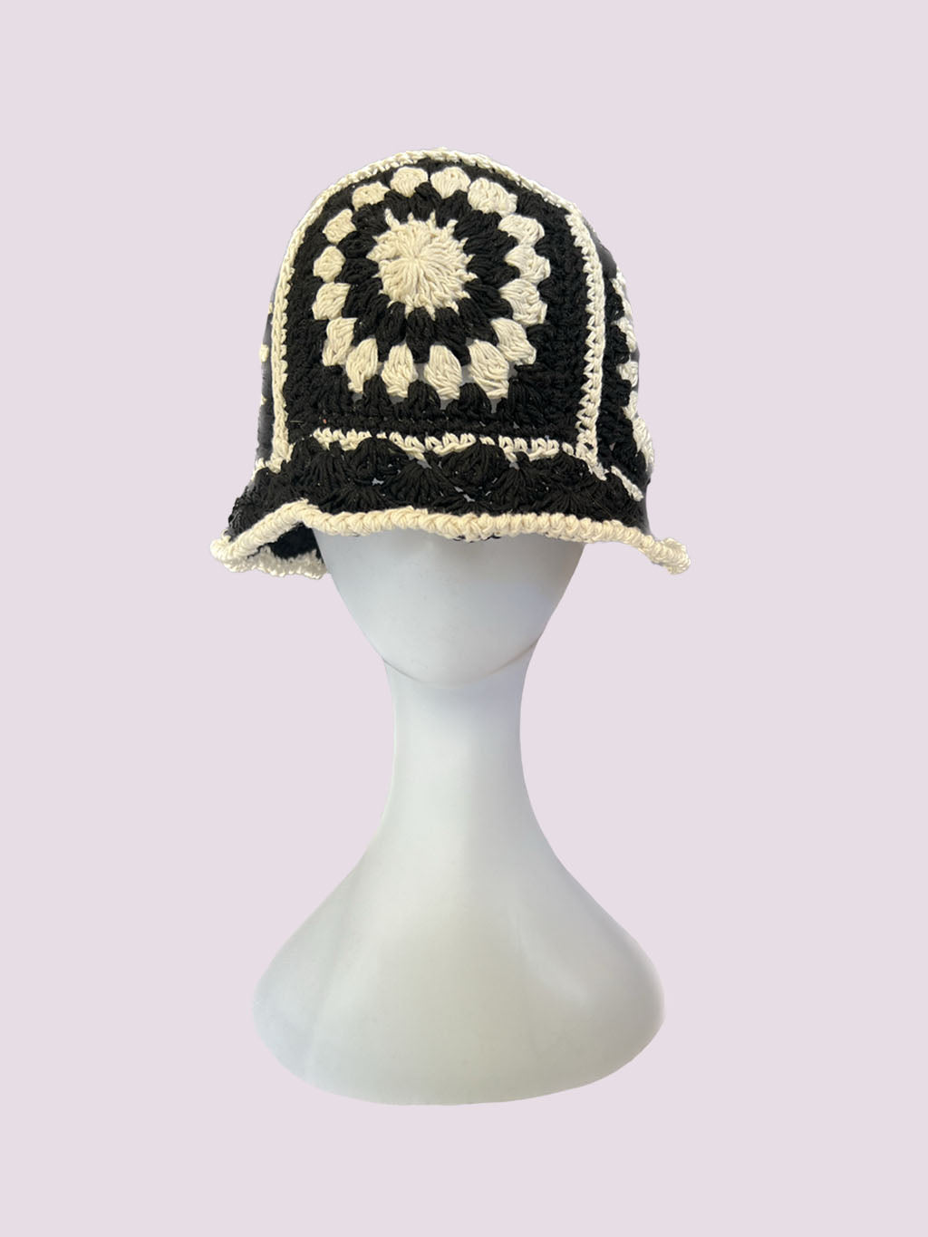 Black and White Crochet Bucket Hat