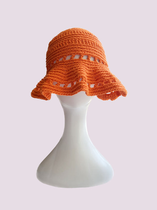 Orange Crochet Bucket Hat