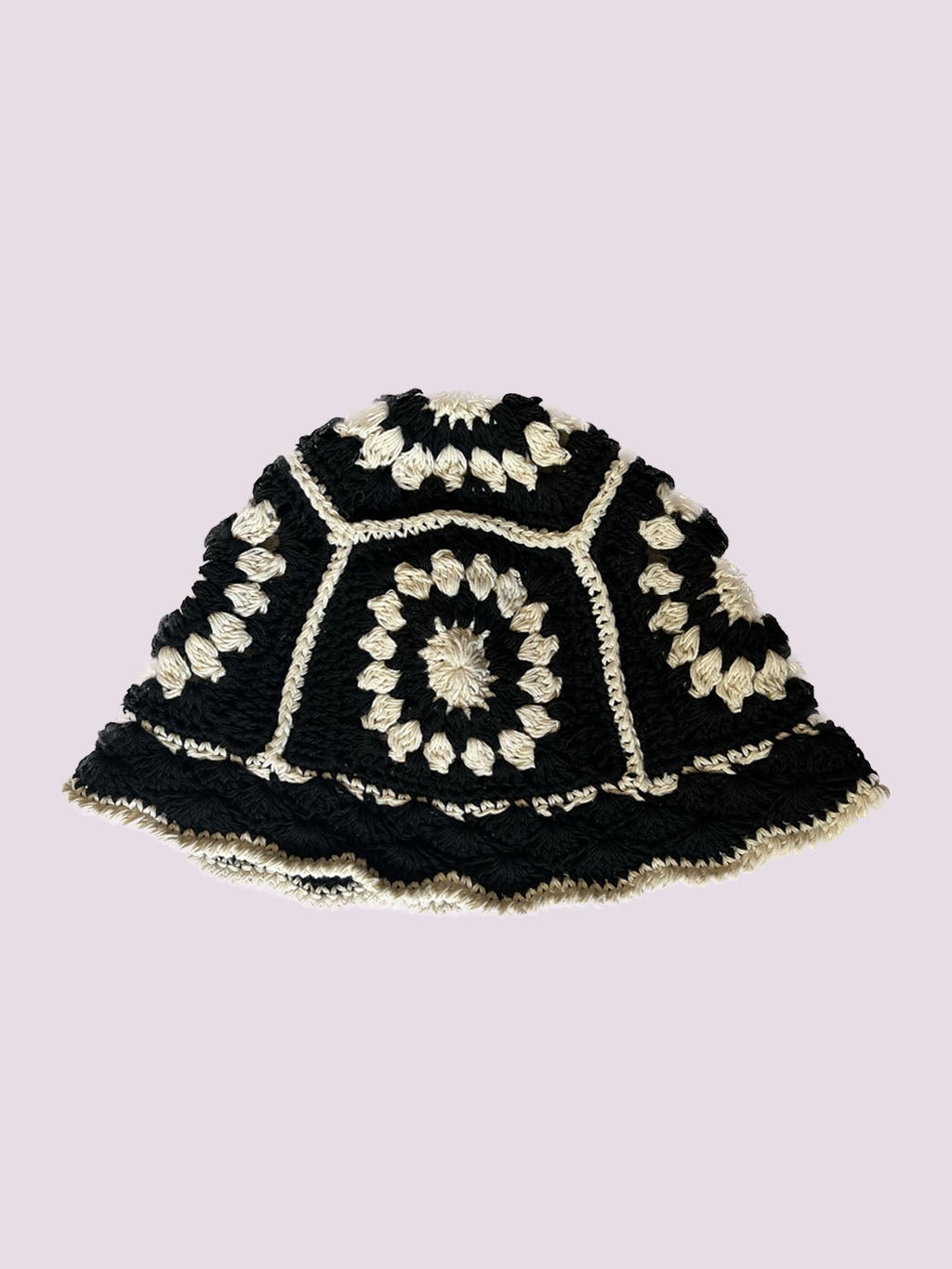 Black and White Crochet Bucket Hat